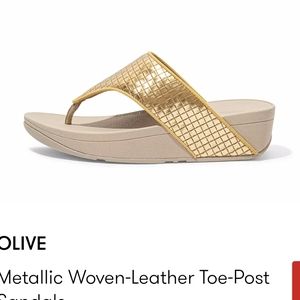 NWOT Fitflop Metallic Woven Leather Sz 8